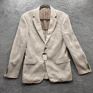 Tasso Elba NWT Men's Size Small 100% Linen Beige Blazer Jacket Casual Coastal